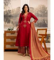 Women Bollywood Cotton Top Tunic Kurta Pant Dupatta Set Indian Designer Ethnic Wear Salwar Suit M