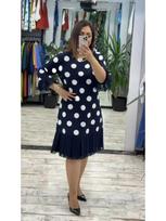 2026 Cross-Border European & American Women's Polka Dot Pleated Patchwork Dress Large