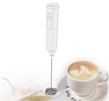 MINI Milk Frother USB Rechargeable 3 Speeds Foam Maker Coffee Whisk Mixer Electric Handle Blender Egg Beater <0.5L balta