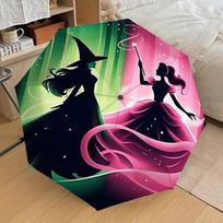 1pc Wicked Witch Princess Automatic Folding Umbrella, Portable Collapsible Design, Casual Outdoor Accessory, 005