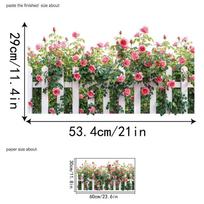 Multicolor Flower Wall Sticker Self-adhesive Fence Design Fence Flower Wall Decals Background Wall Ornament Flowers Pattern