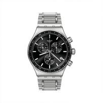 Swatch Metal Series Quartz Movement 30m Waterproof Watch 43mm Black Dial Stainless Steel Case Steel Bracelet Unisex watches Silver YVS495G YVS495G