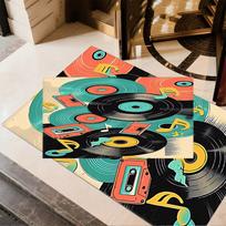 1pc music notes vinyl records and cassettes rug home carpet design for office decor gift living room bedroom 40cmx60cm