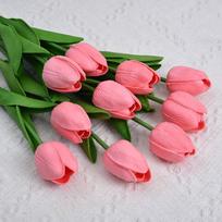 10pcs Artificial Tulips Flower Bouquet Long Branch Fade-Resistant Artificial Tulips Real Touch Tulips Fake Flower Wedding