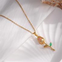 Titanium Steel Tulip Pendant Necklace Women New Fashion Elegant Five Flowers Necklace High Jewelry Party Gifts Wholesale