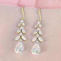 Waterdrop Shaped Zircon Tassel Earrings Dangle Stud Earring for Women Elegant Jewelry Accessory  Holiday Gifts white