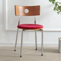Solid Wood Berg Retro Dining Chairs for Home and Restaurant Brushed Stainless Steel Legs