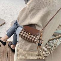 Bag women's summer new messenger bag high-end light luxury thousand bird grid small square bag shoulder bag luggage