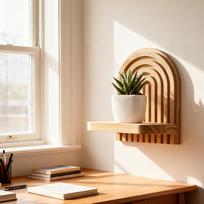 Wall Shelves Rainbow-Shaped Storage Stand Wood Floating Wall Shelf For Books For Living Room Bathroom Kitchen Den Lounging CN