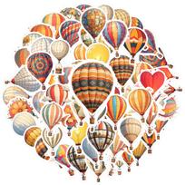 35pcs-100pcs Whimsical Hot Air Balloon Stickers Retro Sky Students Stickers DIY Stickers For Laptop Luggage Scrapbook