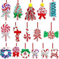 12/16Pcs Colorful Christmas Lollipop Ornaments Handmade Craft Wood Candy Cane Hanging Decoration Xmas Tree Decorations