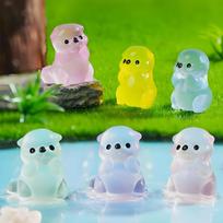 Luminous 10/20Pcs Mini Resin Marine Animals Glow In The Dark Cute Sea Otter Animals Small Miniature River Otter Figures For Diy