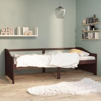 Vidaxl 3-Osobowa Sofa/Łóżko, Ciemnobrązowa, Drewno Sosnowe, 90X200 Cm
