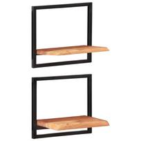 Vidaxl Półki Ścienne, 2 Szt., 40X24X35 Cm, Lite Drewno Akacjowe I Stal
