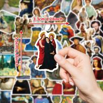 50 Oil Painting Art Graffiti Stickers Various Famous Paintings Stickers Diy Water Cup Mobile Phone Case Skateboard
