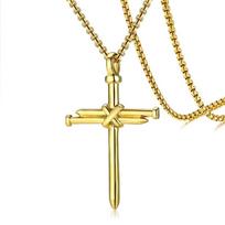 Stainless Steel Chain Cross Pendant Necklace for Men Women Fashion Religious Jewelry Gift