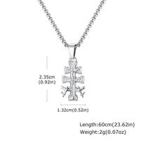 Orthodox Russian Cross Necklace for Men,Silver Color Stainless Steel Cross Pendant Necklace,Faith Prayer Jewelry 60cm