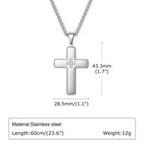 Dainty Zircon Cross Necklaces for Men Boys,Stainless Steel Plain Cross Pendant Necklaces,Hip Hop Cool Birthday Father Gifts