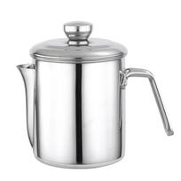 Silver Cooking Oil Filter Pot Multi-functional Easy To Clean Stainless Steel Convenient To Filter 1.8L