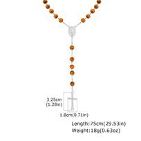 Vnox Long Wood Beads Chain Rosary Necklace, Faith Religion Prayer Cross Necklaces, Christ Catholicism Jewelry Everyone