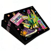 20pcs/bag Hip Hop Disco Party Napkins 90's Theme Decorative Napkins for 1990s Dance Party Printed Disposable Party Tissue