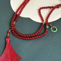 Natural Stone Prayer Necklace Women Buddhist Buddha Meditation Green Crystal Necklace Long Tassel Chokers Gift