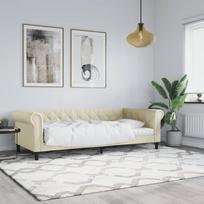 Vidaxl Sofa Z Funkcją Spania, Kremowa, 80X200 Cm, Obita Sztuczną Skórą