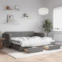 Vidaxl Sofa Rozsuwana Z Szufladami, Ciemnoszara, 90X200 Cm, Tkanina