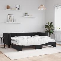 Vidaxl Sofa Rozsuwana Z Materacami, Czarna, 80X200 Cm, Aksamit