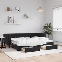 Vidaxl Sofa Rozsuwana Z Szufladami, Czarna, 80X200 Cm, Aksamit