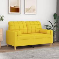 Vidaxl 2-Osobowa Sofa Z Poduszkami, Jasnożółta, 120 Cm, Tkanina