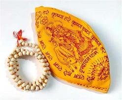 TreegoArt 108 karoliukai Originali Tulsi Mala Mantrai Jap su Radha Krishna Gomukhi Medvilninis Japa Mala krepšys - 2 vnt. pakuotė beveik baltos spalvos