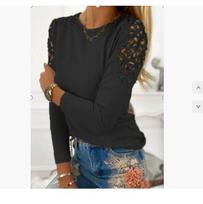 Autumn Women T-Shirt Femme Solid Color Slim Fit Lace Hollow Long Sleeve Top Ladies Soft Lightweight Casual Blouse S