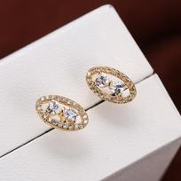Round Diamond Edge Stud Earrings, Geometric Hollow Design, Elegant Women’s Ear Ornaments
