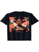 Black Asian Woman Wearing A Kimono Afro-Asian Art T-Shirt S