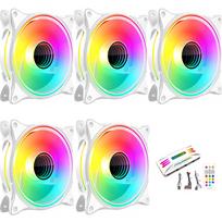 [Small Lab] HiFrost PC Case Fan 5-Piece Set 120mm 4-pin PWM LED ARGB 5V 3-pin Hub Controller with Remote Control, Color Changeable, Speed