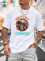 Unisex's Casual Round Neck Short Sleeve T-Shirt Football Commish Tribute Digital Print M