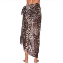 One-piece long yaron swimsuit blouse chiffon beach strap-up wrap skirt bikini scarf Yama 145 leopardo rašto spalva
