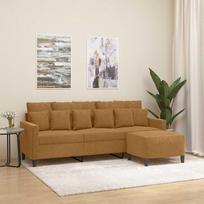 Vidaxl 3-Osobowa Sofa Z Podnóżkiem, Brązowy, 180 Cm, Aksamit
