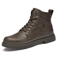 Men's Retro High-Top Leather Boots - Autumn/Winter Fashion, British Style Casual Work Boots 41