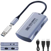 Guermok 4K60FPS Recording HDMI Capture Card  USB-C Connection (USB-C to A Adapter Included)  4K60Hz Passthrough  2K144FPS  3.5mm Audio Input &