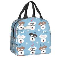 Miniature Schnauzer Christmas Tree Insulated Lunch Bags Women Animal pet Dog Lunch Container for Kids School Children Food Box 22x20x13cm