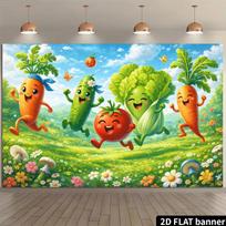 2D Green Garden Vegetables Banner for Baby Shower & Kids Party 47.2x31.5inch/120*80cm