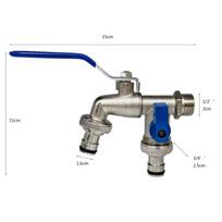 1Pcs 1/2'' 3/4'' IBC Water Tank Connector Garden Hose Tap Faucet Adapter With 2 Outlets Irrigation Joint Replacement Fitting