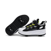 New children's sports walking shoes Leather roller skates for girls boys invisible walking four-wheel skates for students 30