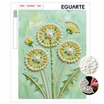 Frameless Pearl Painting Kit Dandelion Pattern DIY 3D Bead Art Canvas Relaxing Handmade Craft for Adults Home Decor 30x40cm