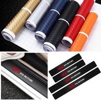 Car-Styling 4PCS Carbon Fiber Door Sill Threshold Protection Sticker For Kia Sportage Rio Optima Sorento Picanto Ceed Forte Niro Silver