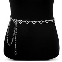 Fashion Heart-Shaped Rhinestone Waist Chain Single-Layer Adjustable Body Link Belts Metal Body Chains Jewelry for Jeans Dress
