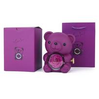 Plastic Rotating Hugging Bear Jewelry Box Cute Romantic Bear Shape Jewelry Box with Soap Rose Jewelry Display Gift Box