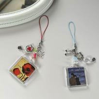 Acrylic Frame Album Beaded Keychain Handmade Y2k Lanyard Phone Lanyard Strap Keyring Trendy Lamp Album Pandant